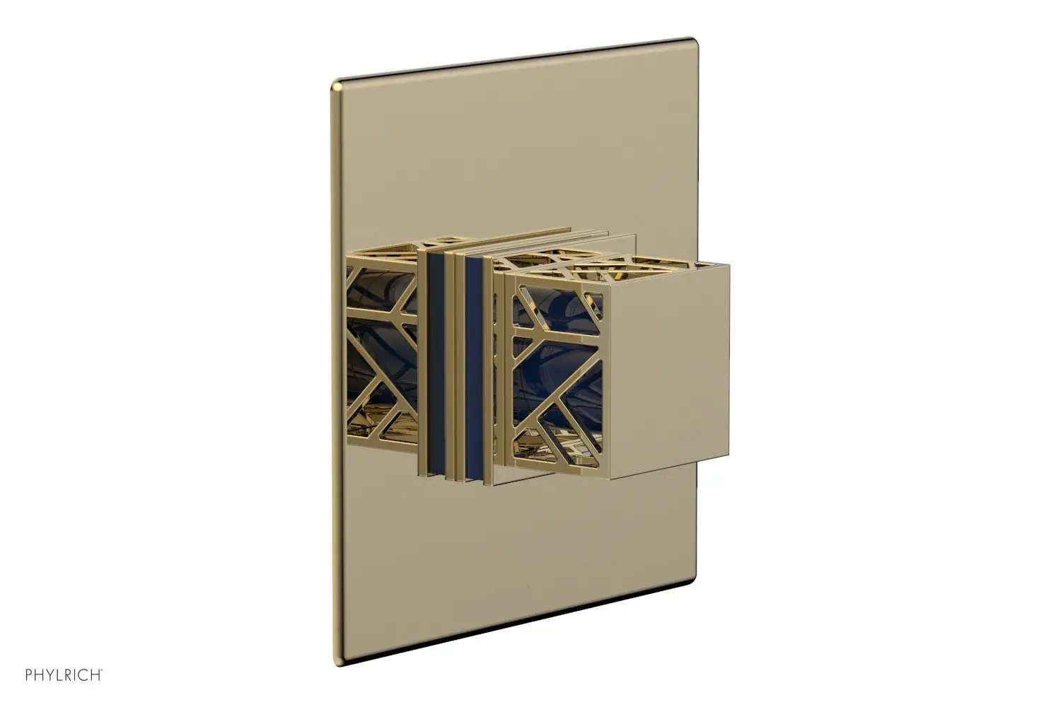 Phylrich JOLIE Thermostatic Shower Trim, Square Handle with "Navy Blue" Accents by Phylrich