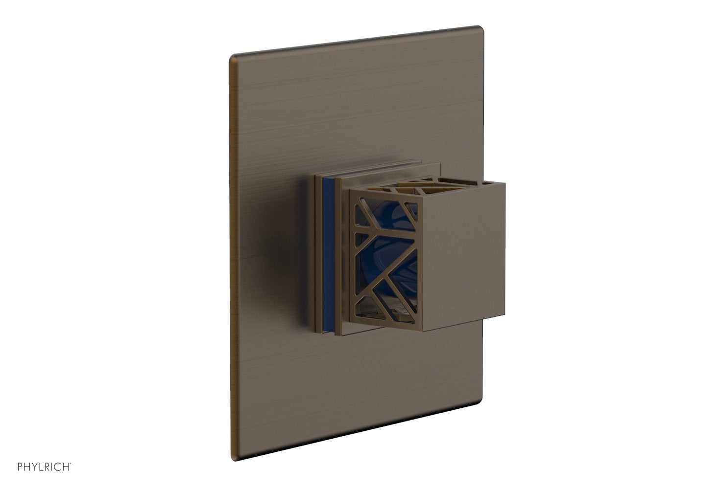 Phylrich JOLIE Pressure Balance Shower Plate & Handle Trim, Square Handle with "Navy Blue" Accents by Phylrich