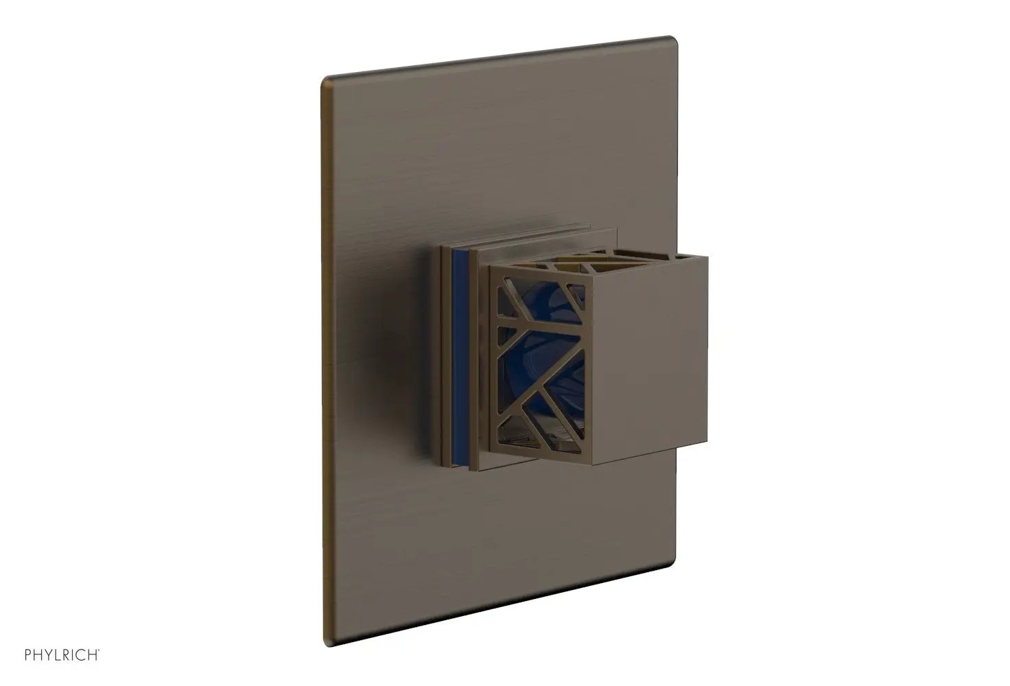 Phylrich JOLIE Thermostatic Shower Trim, Square Handle with "Navy Blue" Accents by Phylrich