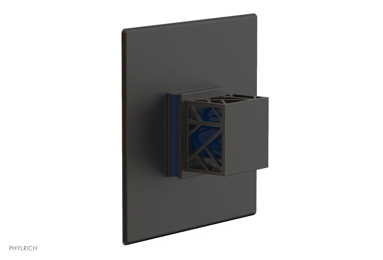 Phylrich JOLIE Thermostatic Shower Trim, Square Handle with "Navy Blue" Accents by Phylrich