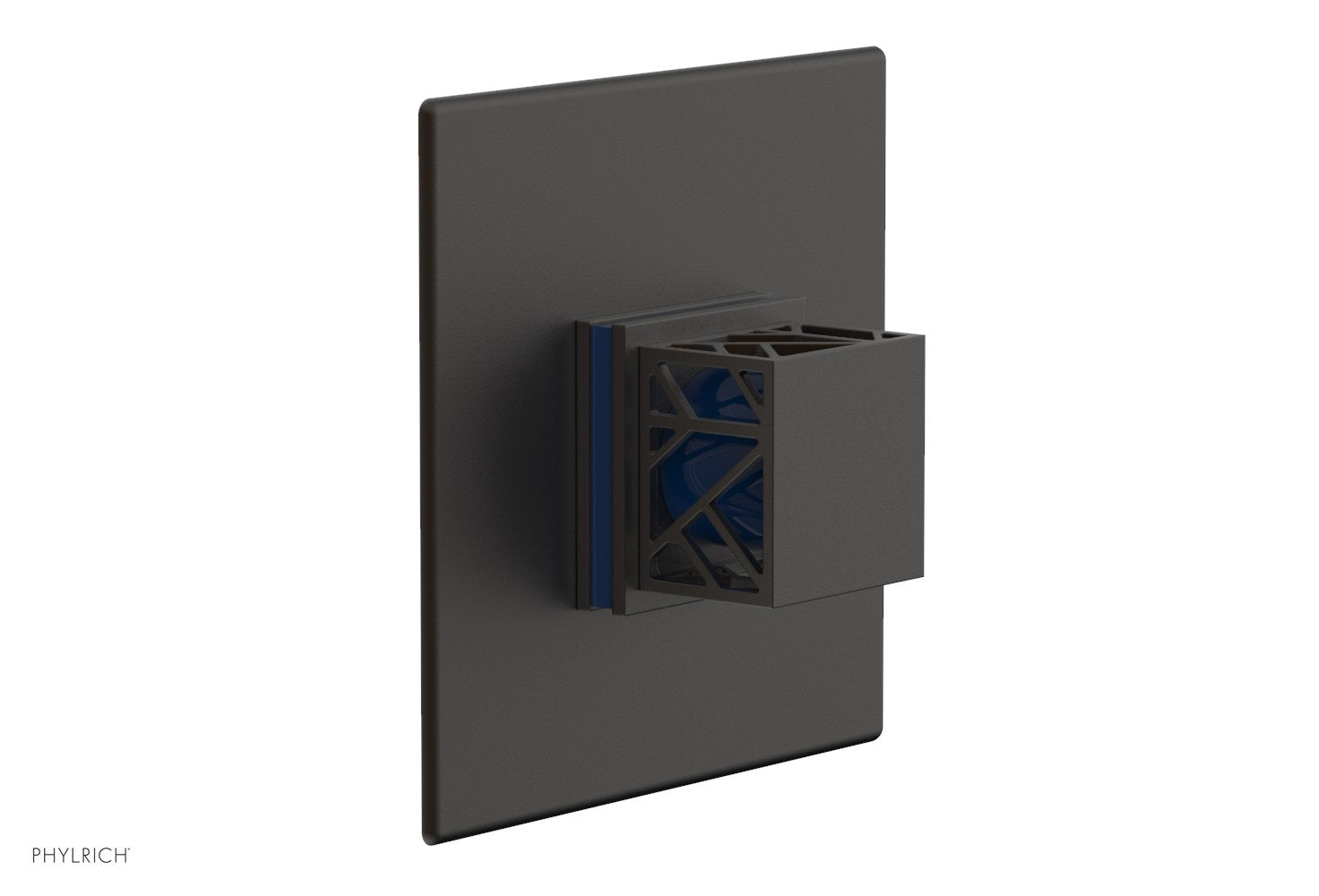 Phylrich JOLIE Pressure Balance Shower Plate & Handle Trim, Square Handle with "Navy Blue" Accents by Phylrich