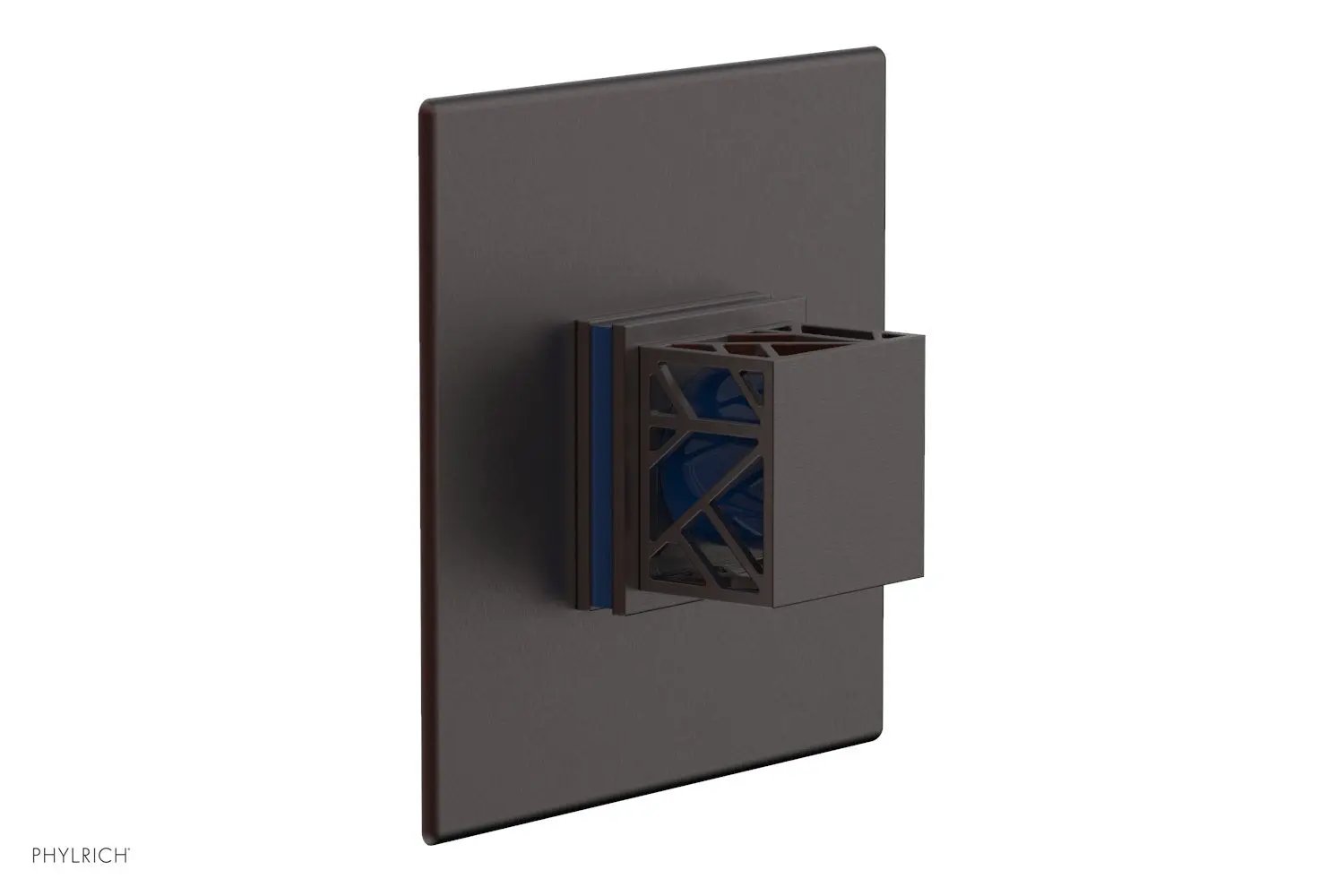 Phylrich JOLIE Pressure Balance Shower Plate & Handle Trim, Square Handle with "Navy Blue" Accents by Phylrich
