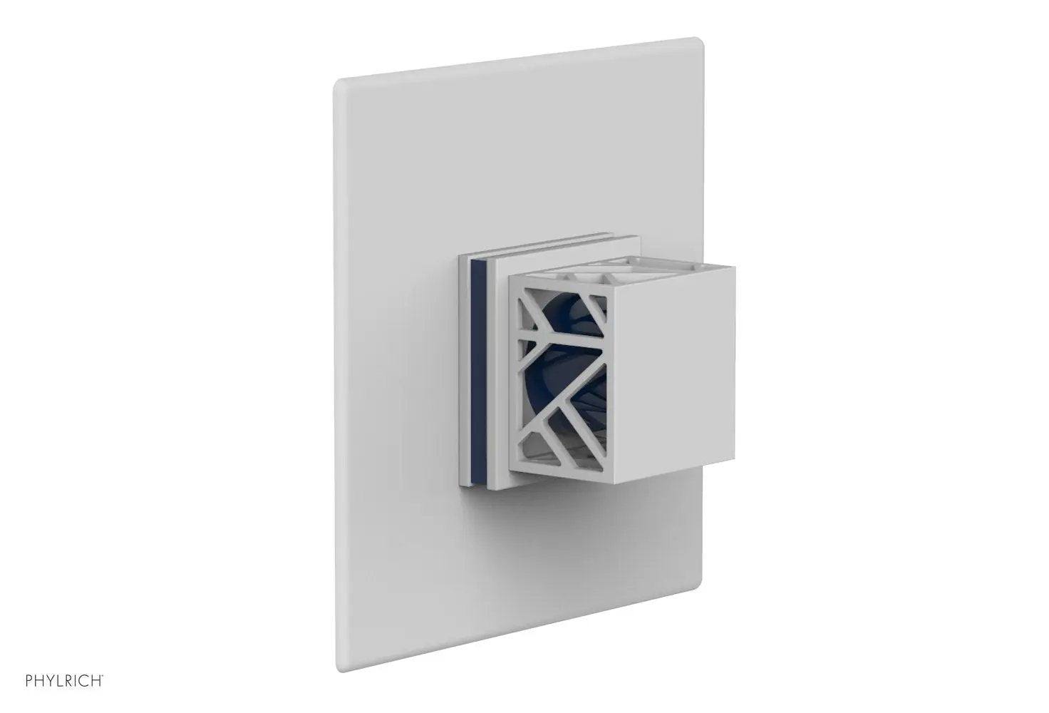 Phylrich JOLIE Pressure Balance Shower Plate & Handle Trim, Square Handle with "Navy Blue" Accents by Phylrich