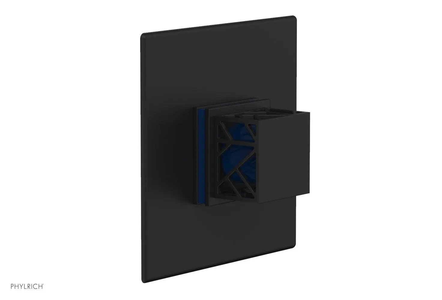 Phylrich JOLIE Pressure Balance Shower Plate & Handle Trim, Square Handle with "Navy Blue" Accents by Phylrich