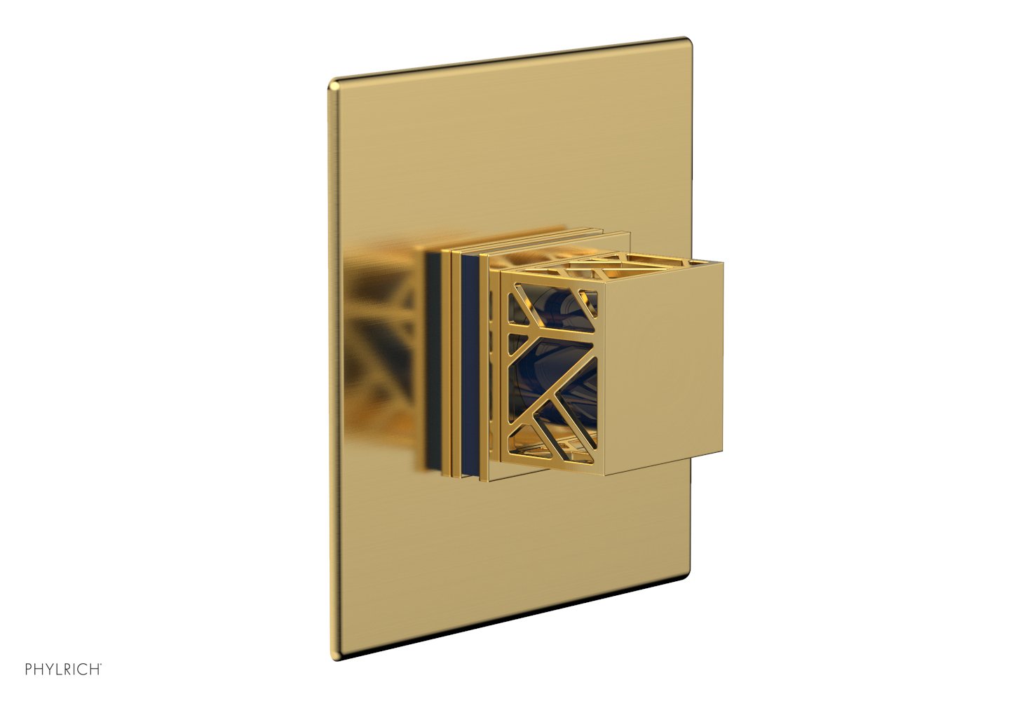 Phylrich JOLIE Thermostatic Shower Trim, Square Handle with "Navy Blue" Accents