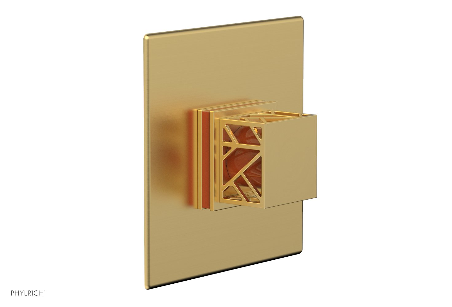 Phylrich JOLIE Thermostatic Shower Trim, Square Handle with "Orange" Accents