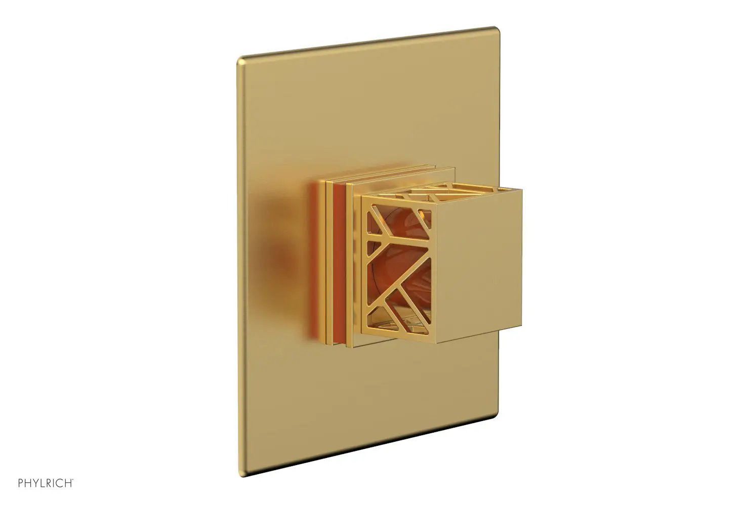 Phylrich JOLIE Thermostatic Shower Trim, Square Handle with "Orange" Accents by Phylrich