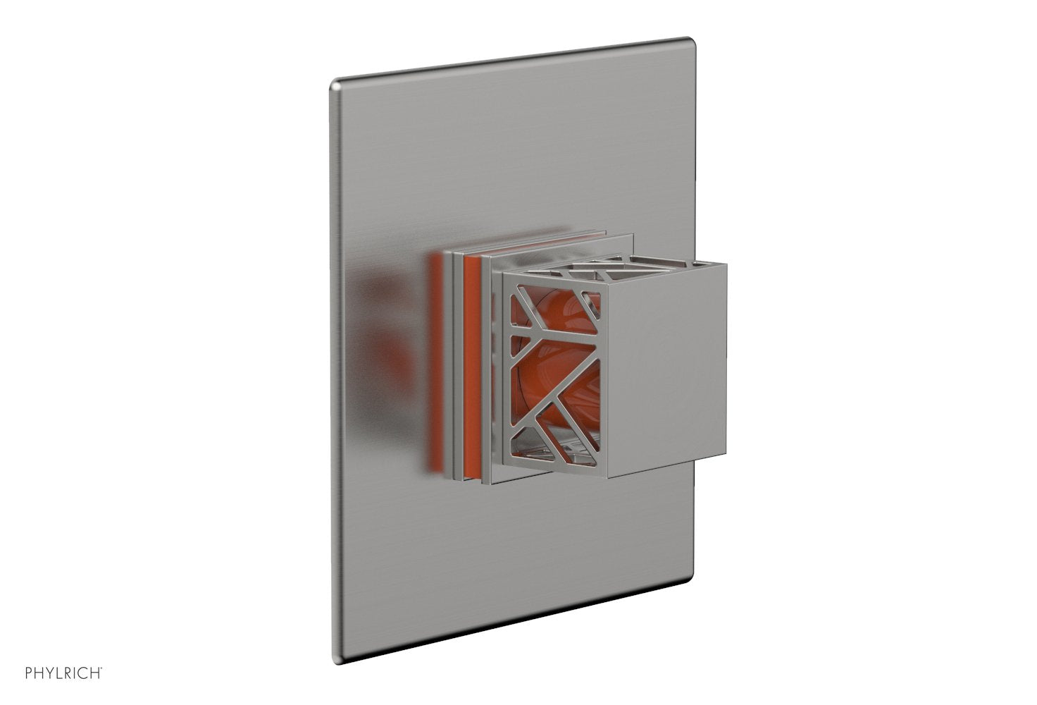 Phylrich JOLIE Thermostatic Shower Trim, Square Handle with "Orange" Accents