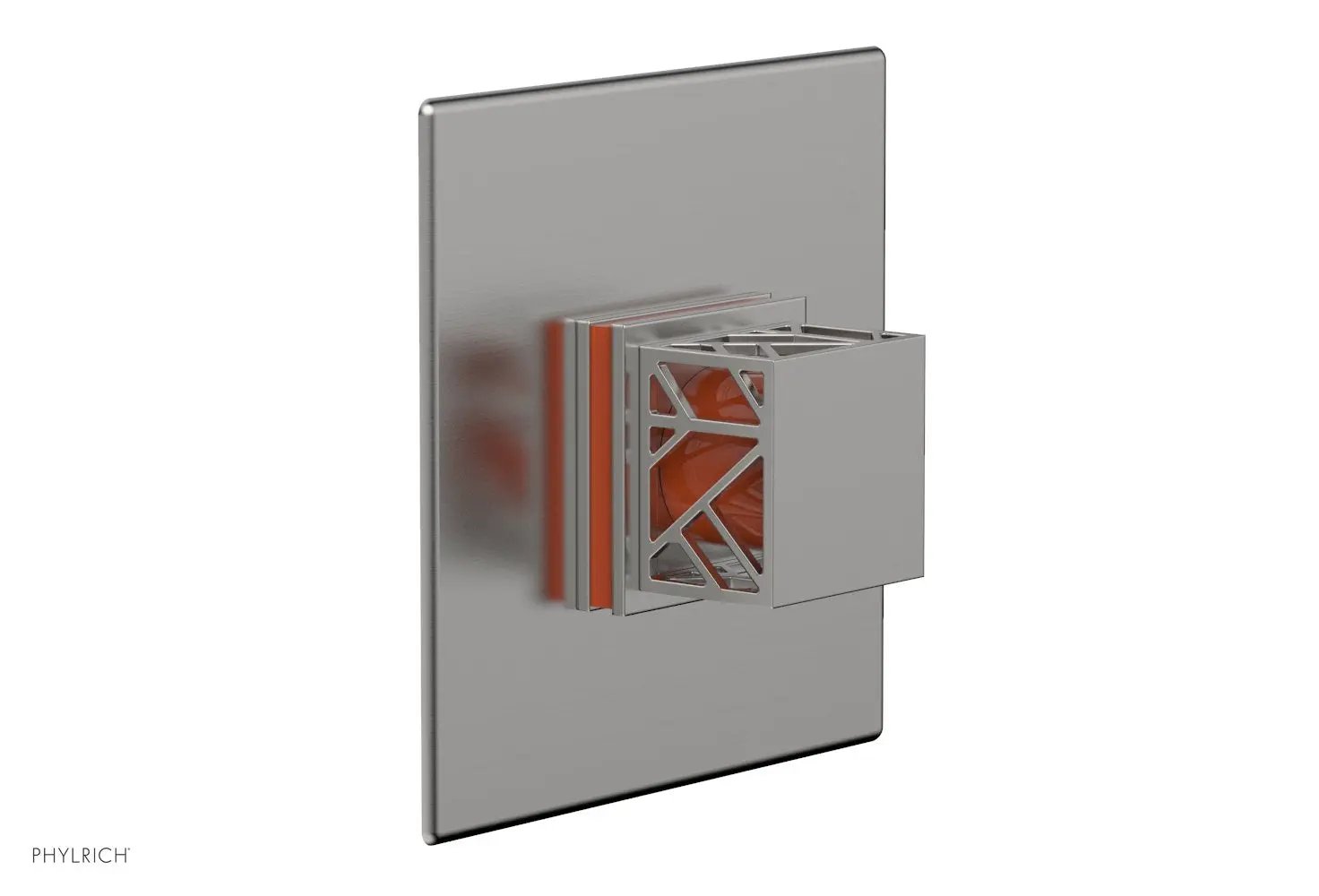 Phylrich JOLIE Pressure Balance Shower Plate & Handle Trim, Square Handle with "Orange" Accents by Phylrich