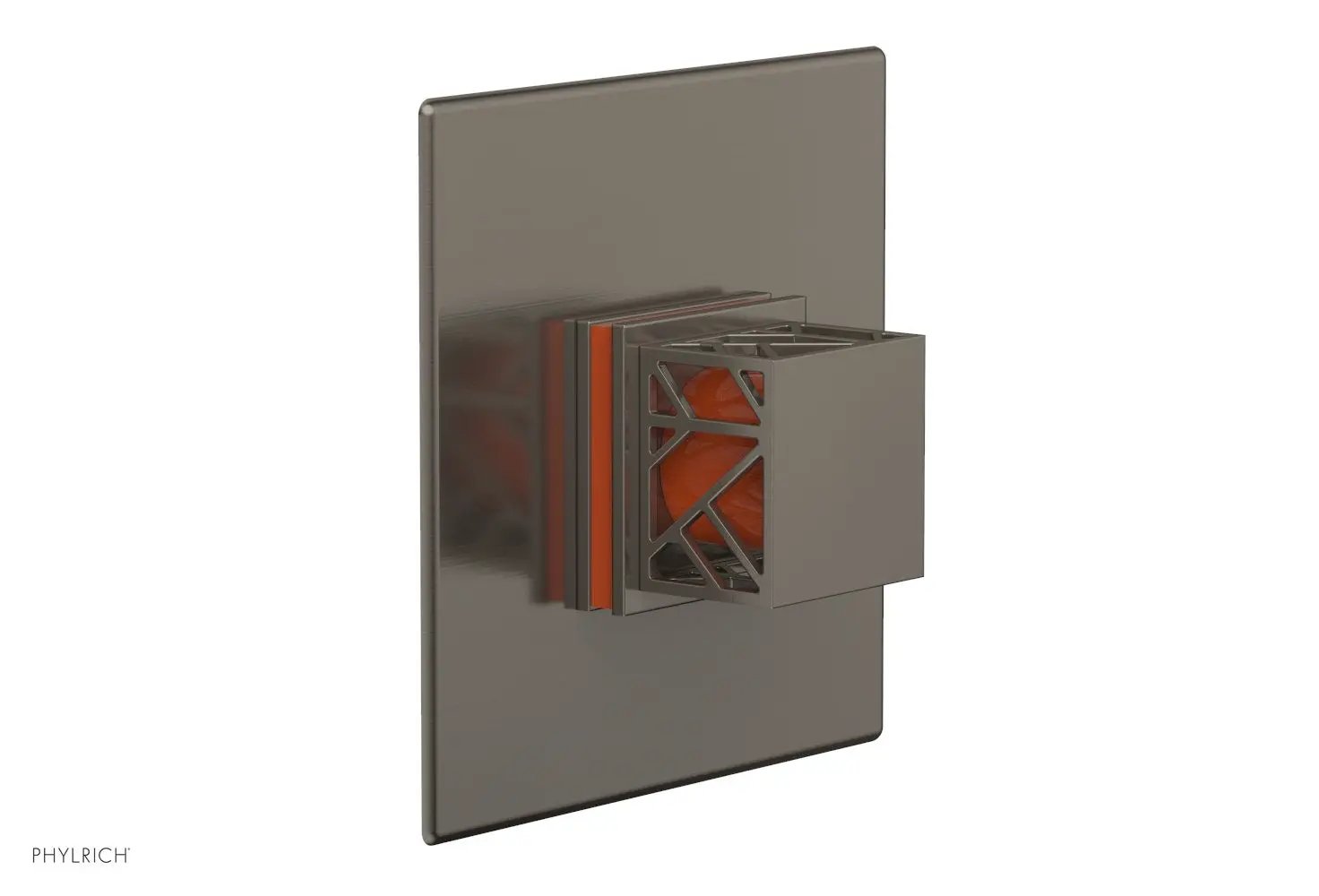 Phylrich JOLIE Pressure Balance Shower Plate & Handle Trim, Square Handle with "Orange" Accents by Phylrich