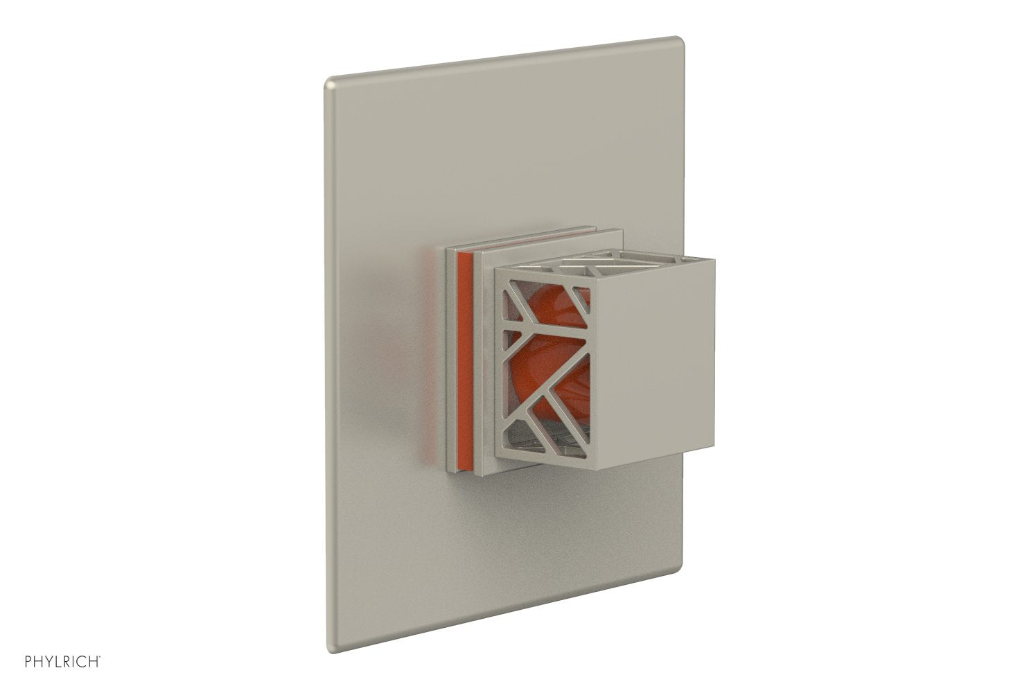 Phylrich JOLIE Thermostatic Shower Trim, Square Handle with "Orange" Accents