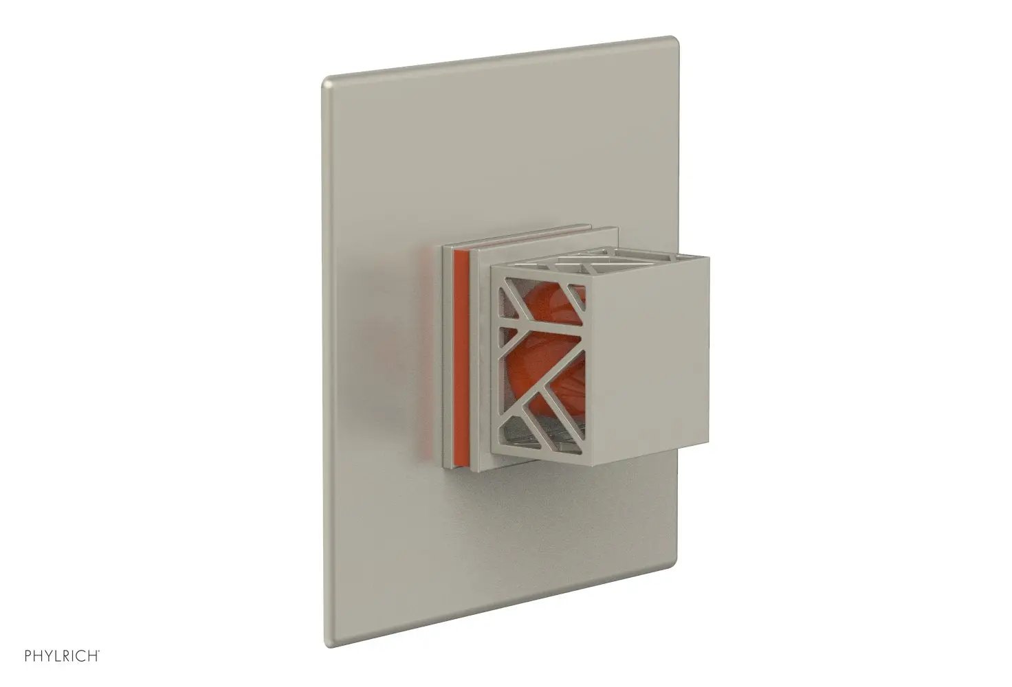 Phylrich JOLIE Thermostatic Shower Trim, Square Handle with "Orange" Accents by Phylrich