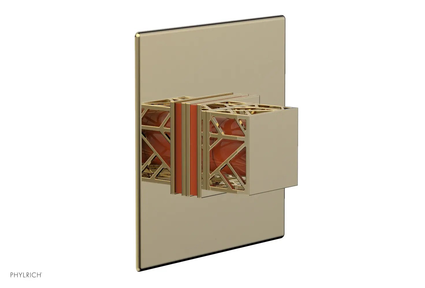 Phylrich JOLIE Thermostatic Shower Trim, Square Handle with "Orange" Accents by Phylrich