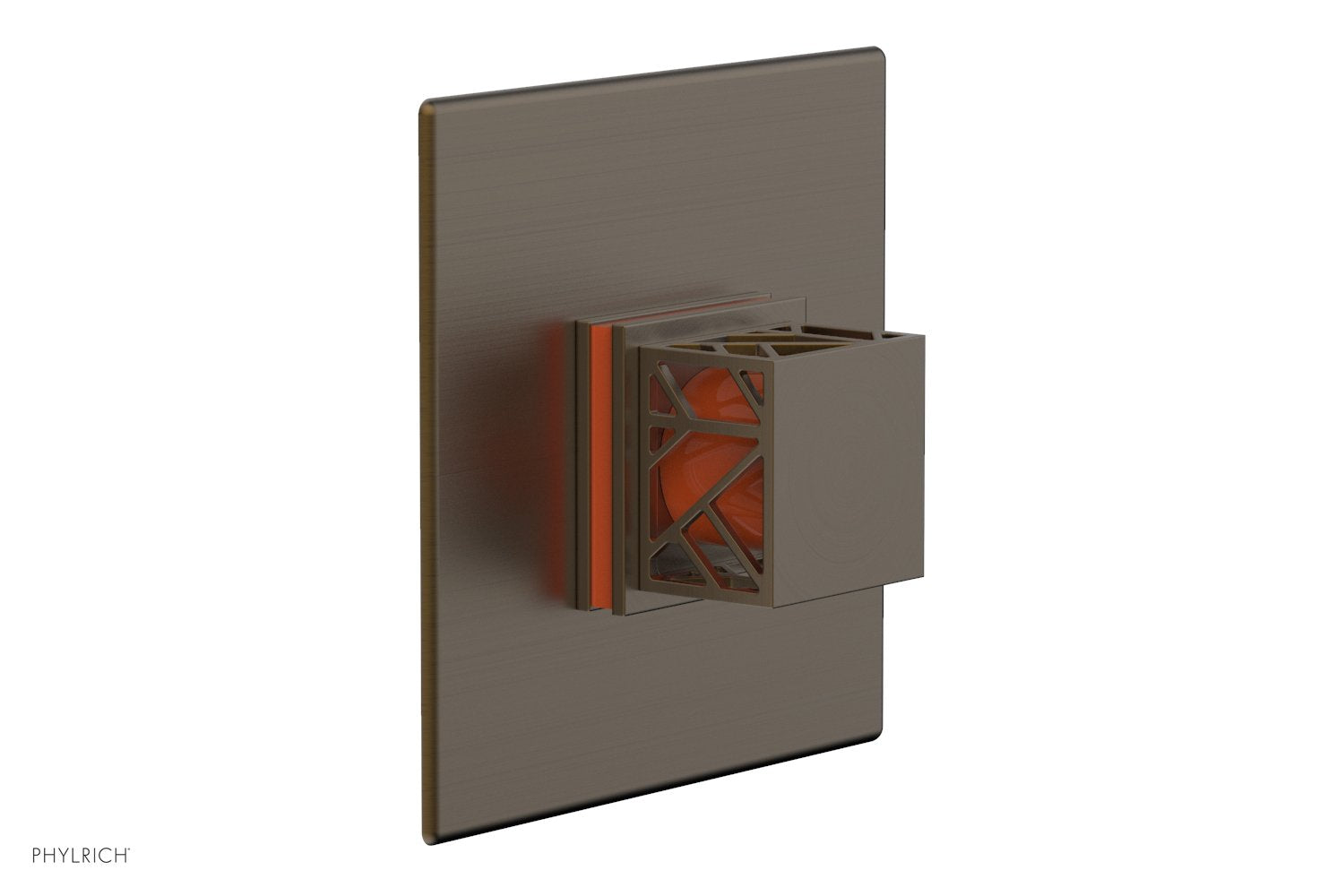 Phylrich JOLIE Thermostatic Shower Trim, Square Handle with "Orange" Accents