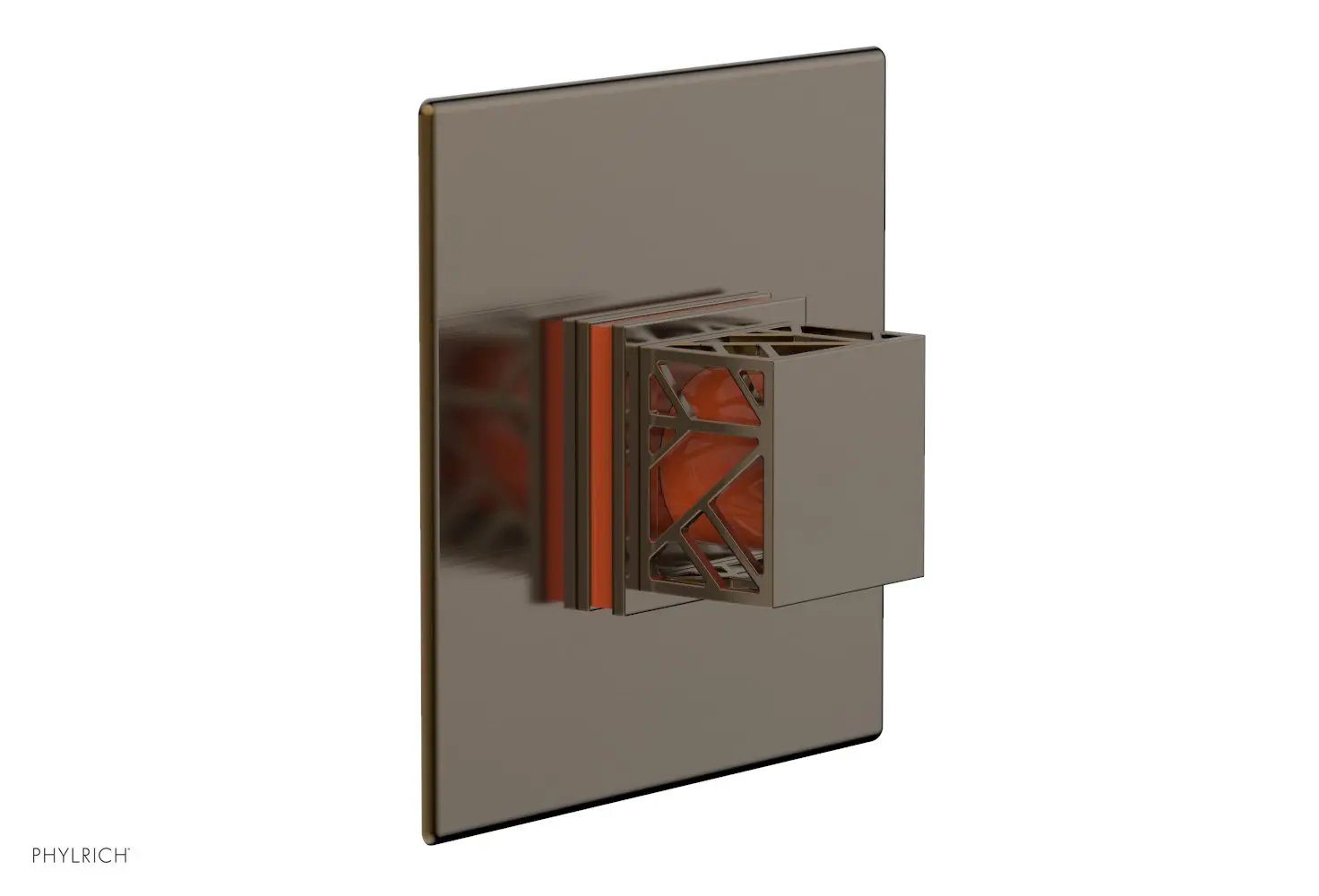 Phylrich JOLIE Pressure Balance Shower Plate & Handle Trim, Square Handle with "Orange" Accents by Phylrich