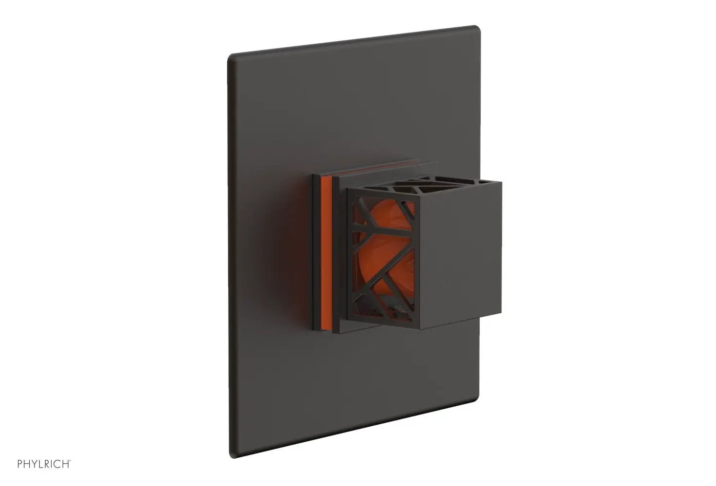 Phylrich JOLIE Pressure Balance Shower Plate & Handle Trim, Square Handle with "Orange" Accents by Phylrich