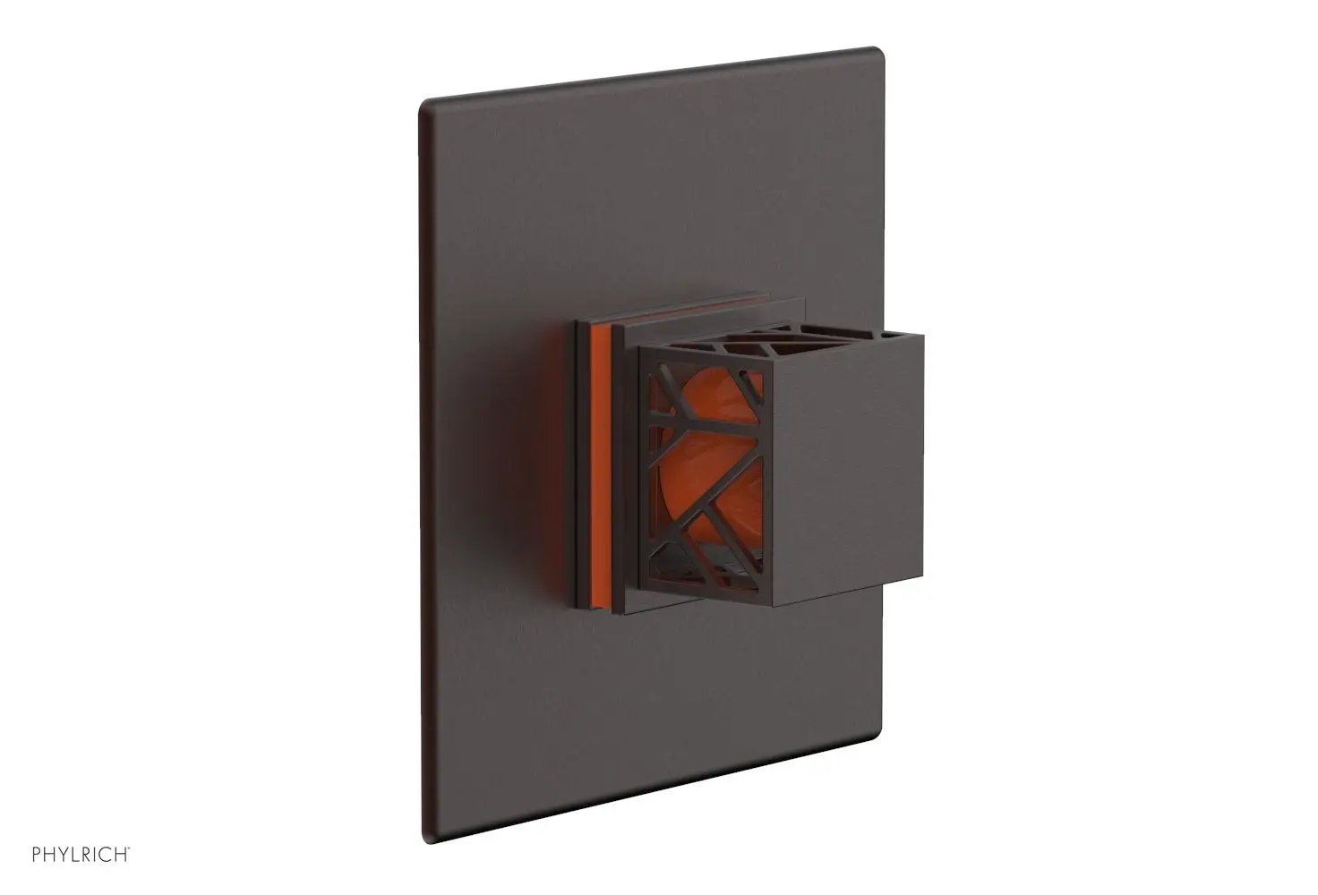 Phylrich JOLIE Thermostatic Shower Trim, Square Handle with "Orange" Accents by Phylrich