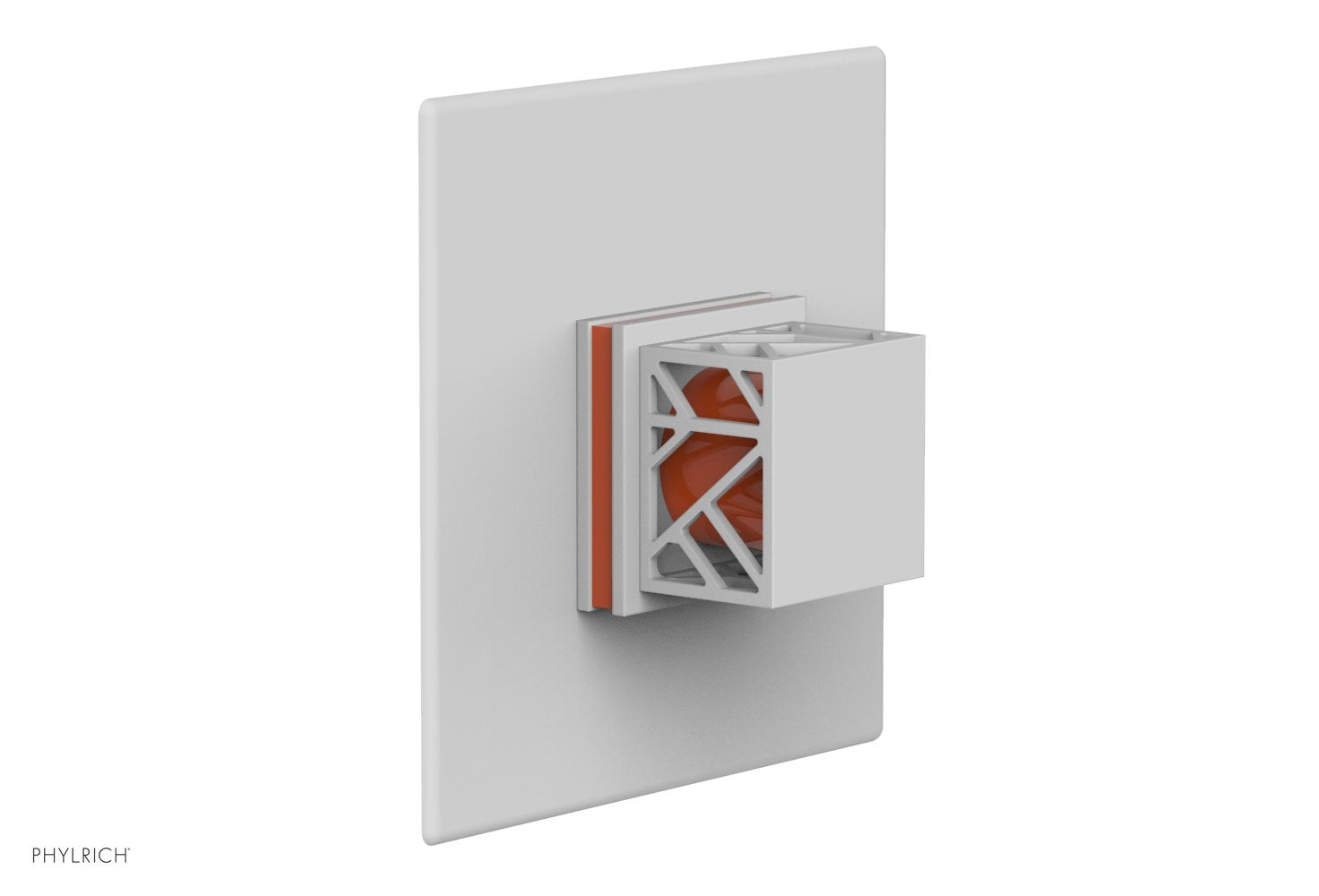 Phylrich JOLIE Thermostatic Shower Trim, Square Handle with "Orange" Accents