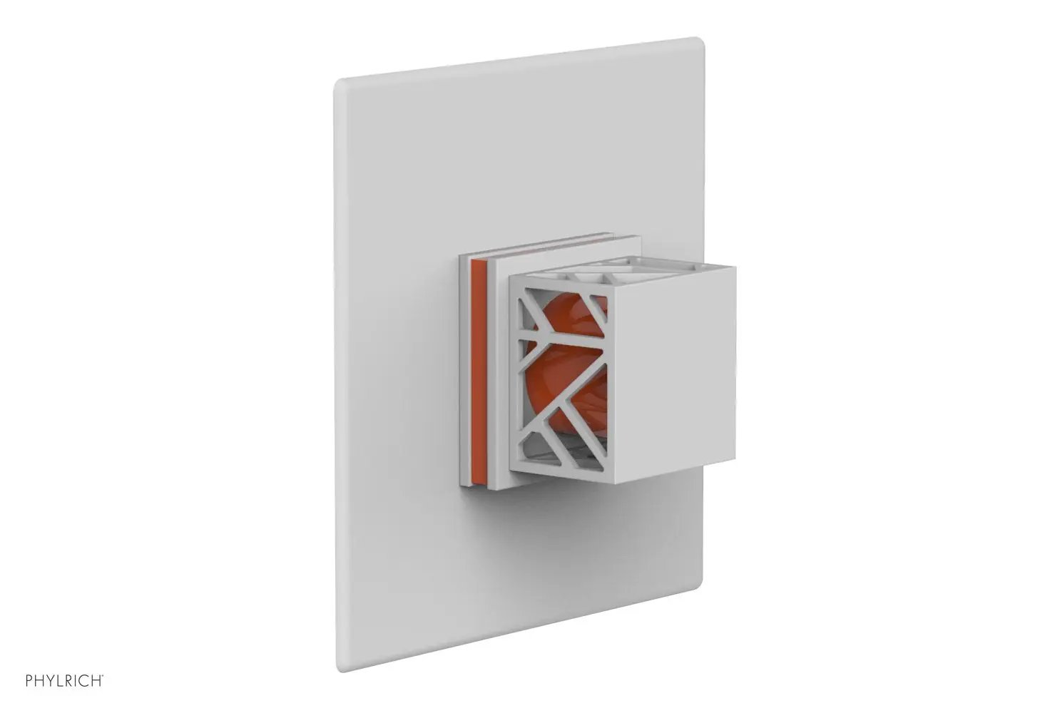 Phylrich JOLIE Thermostatic Shower Trim, Square Handle with "Orange" Accents by Phylrich