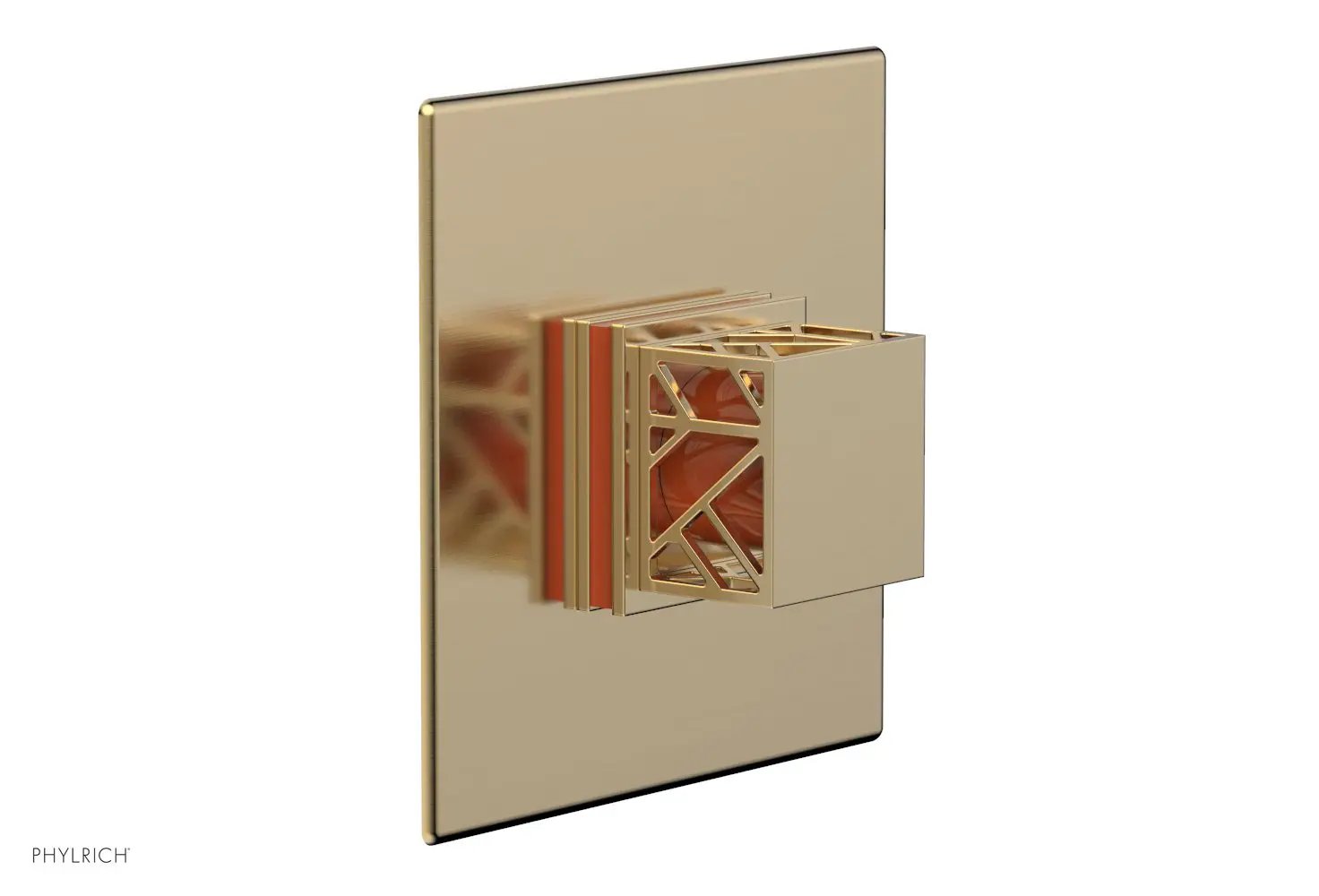 Phylrich JOLIE Thermostatic Shower Trim, Square Handle with "Orange" Accents by Phylrich