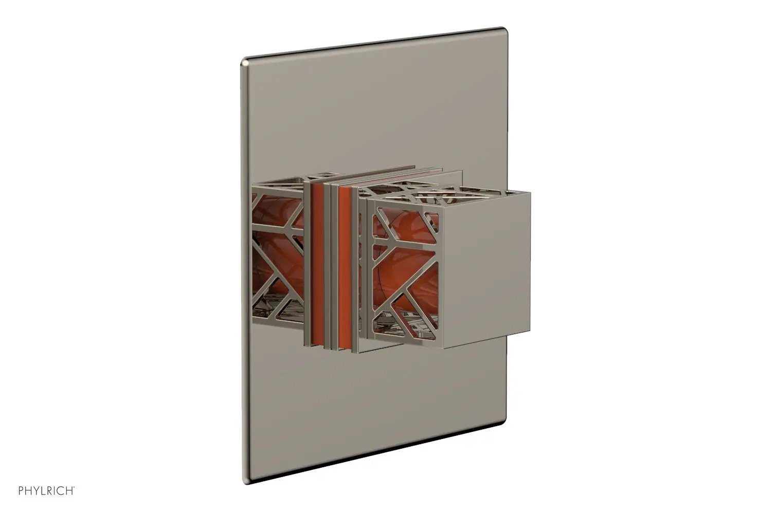 Phylrich JOLIE Thermostatic Shower Trim, Square Handle with "Orange" Accents by Phylrich