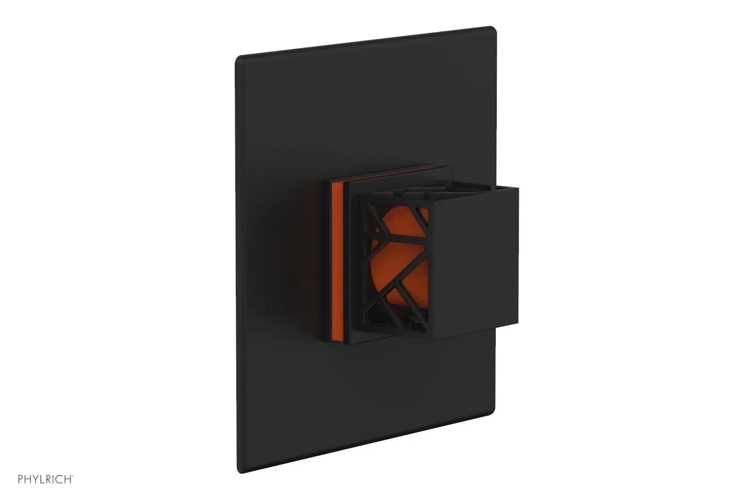 Phylrich JOLIE Pressure Balance Shower Plate & Handle Trim, Square Handle with "Orange" Accents by Phylrich