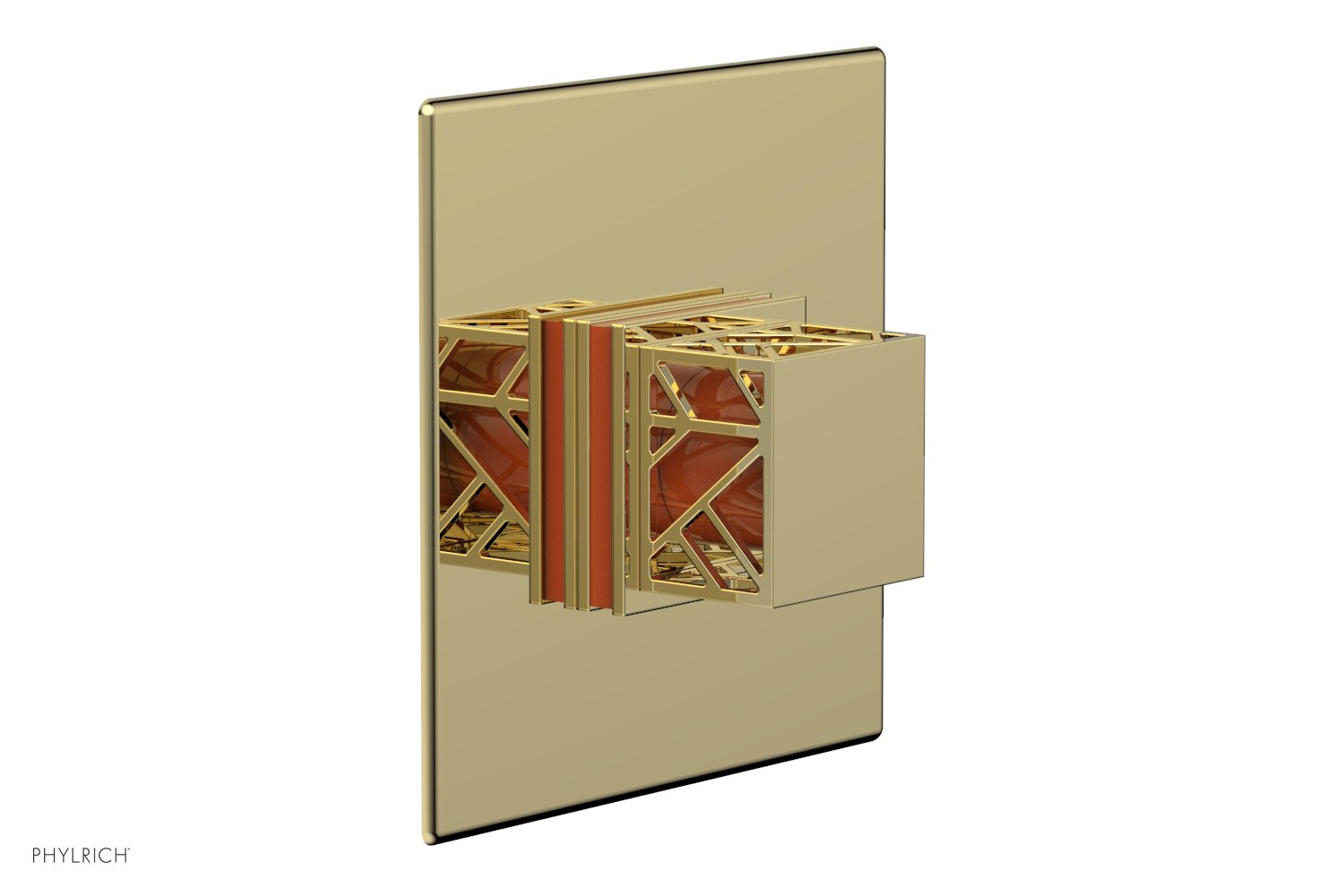 Phylrich JOLIE Thermostatic Shower Trim, Square Handle with "Orange" Accents