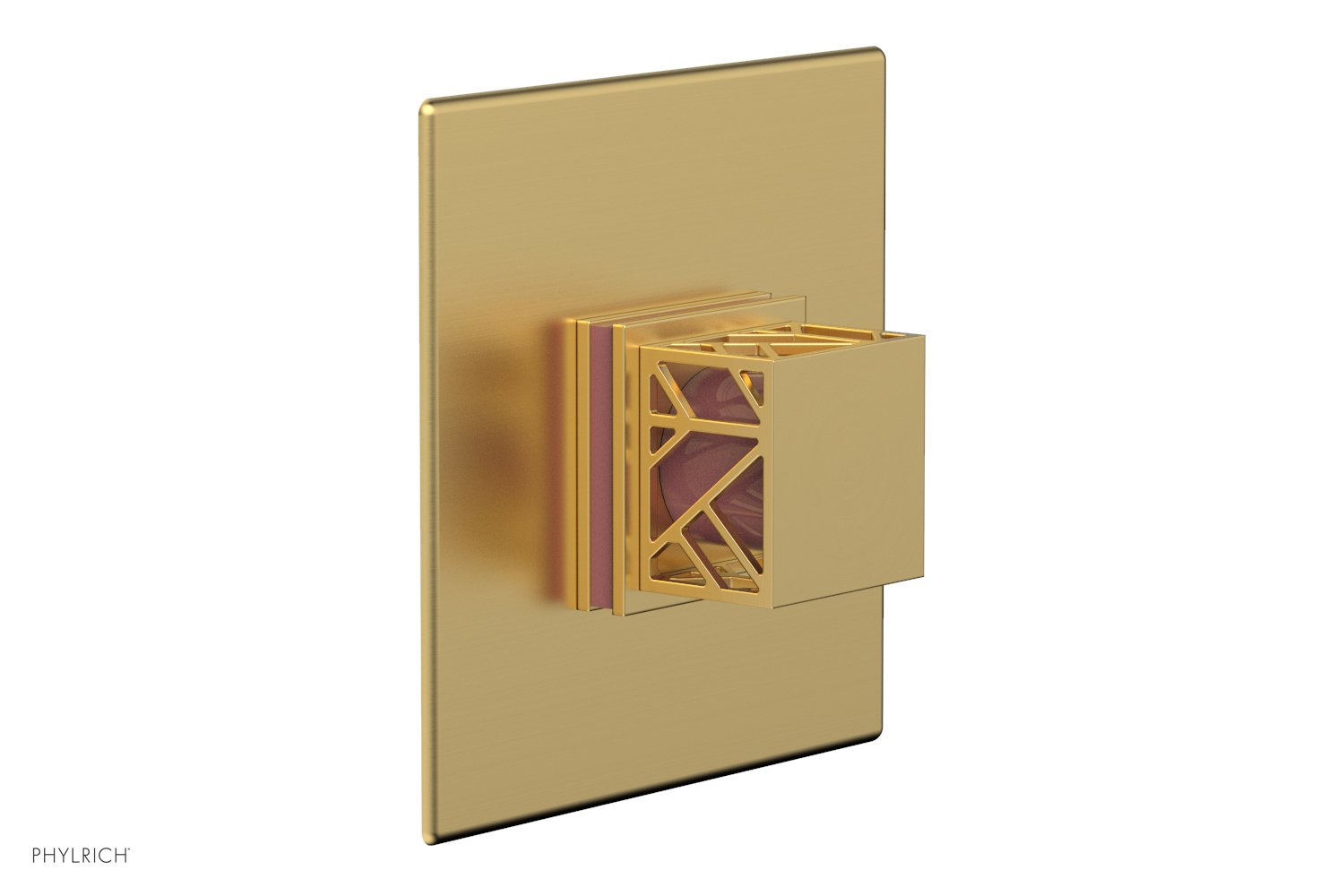 Phylrich JOLIE Pressure Balance Shower Plate & Handle Trim, Square Handle with "Pink" Accents