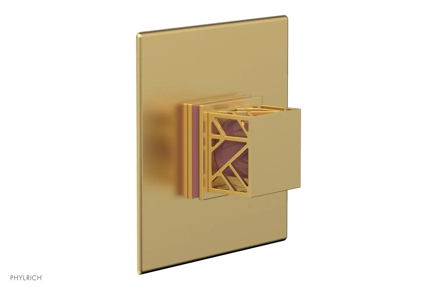 Phylrich JOLIE Pressure Balance Shower Plate & Handle Trim, Square Handle with "Pink" Accents by Phylrich