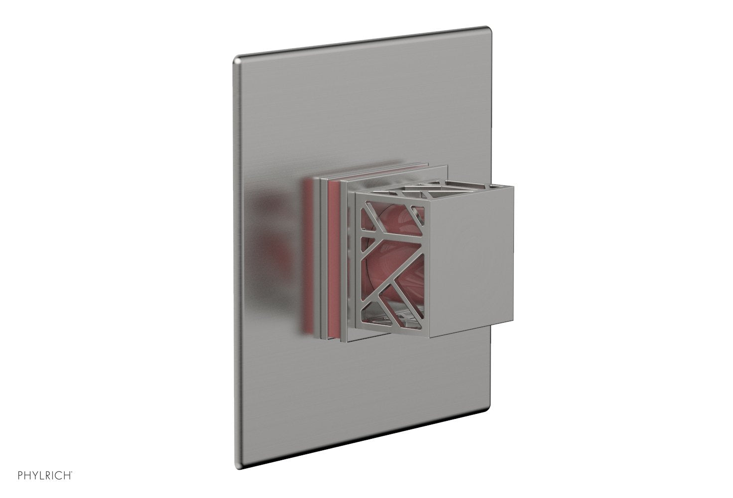 Phylrich JOLIE Pressure Balance Shower Plate & Handle Trim, Square Handle with "Pink" Accents