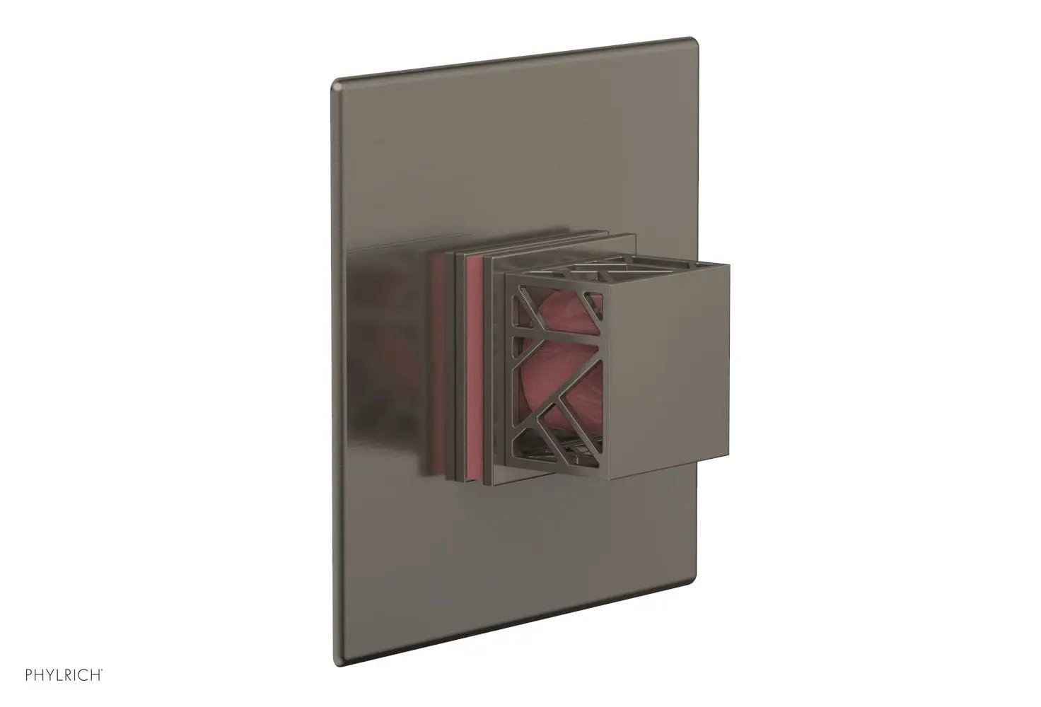 Phylrich JOLIE Pressure Balance Shower Plate & Handle Trim, Square Handle with "Pink" Accents by Phylrich