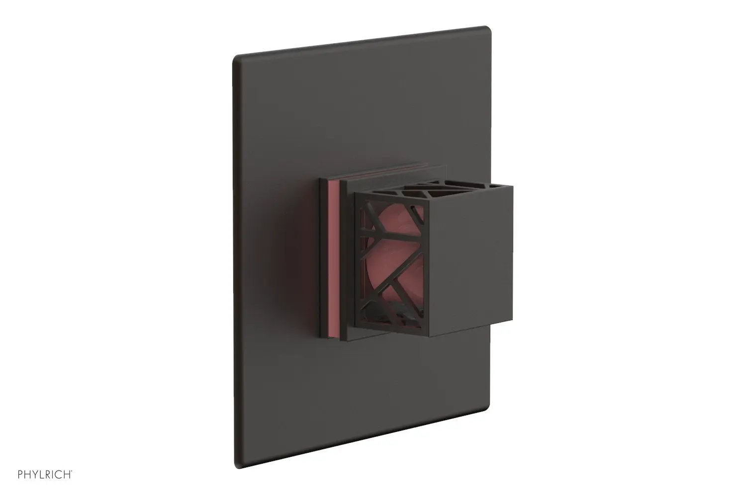 Phylrich JOLIE Pressure Balance Shower Plate & Handle Trim, Square Handle with "Pink" Accents by Phylrich