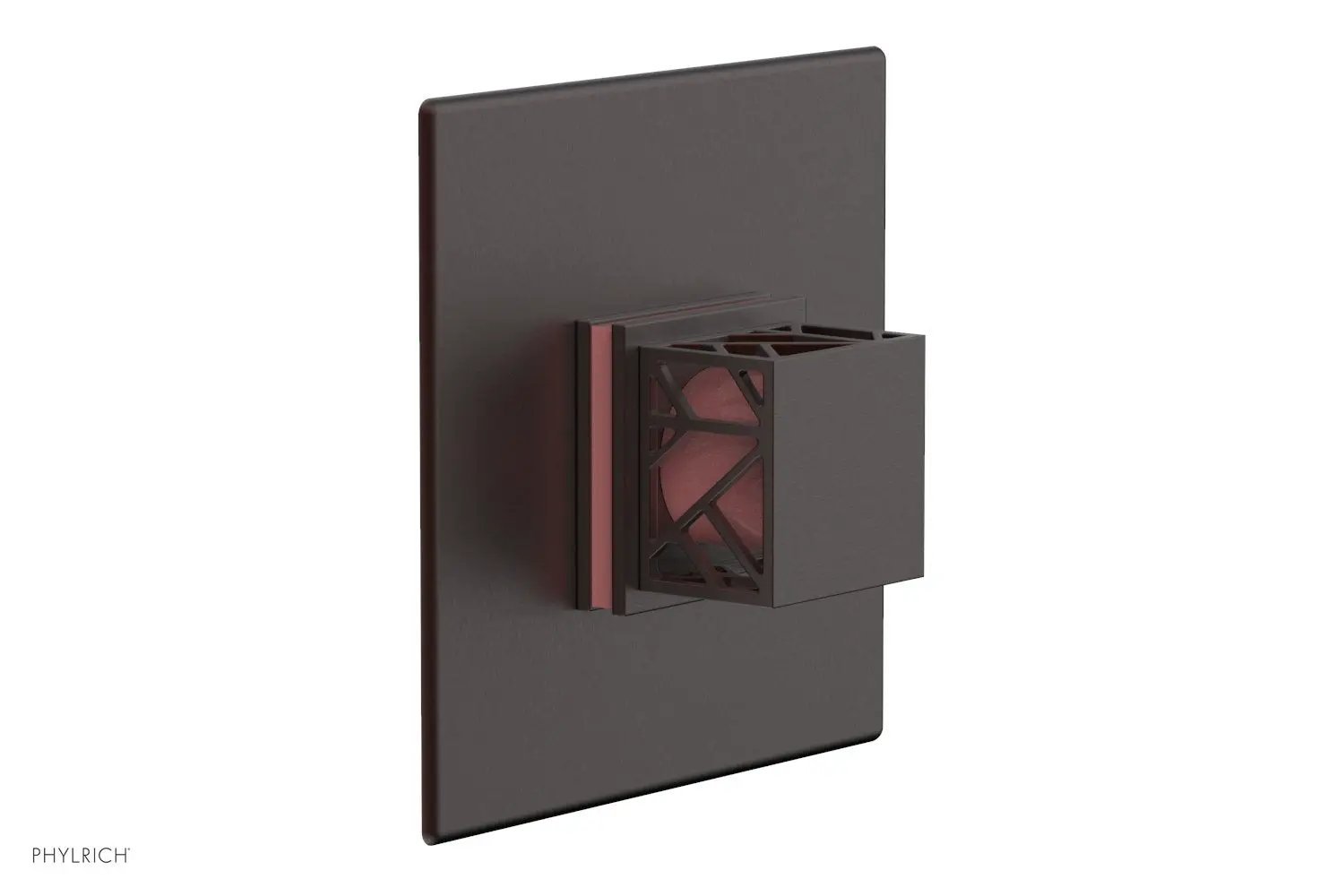 Phylrich JOLIE Thermostatic Shower Trim, Square Handle with "Pink" Accents by Phylrich