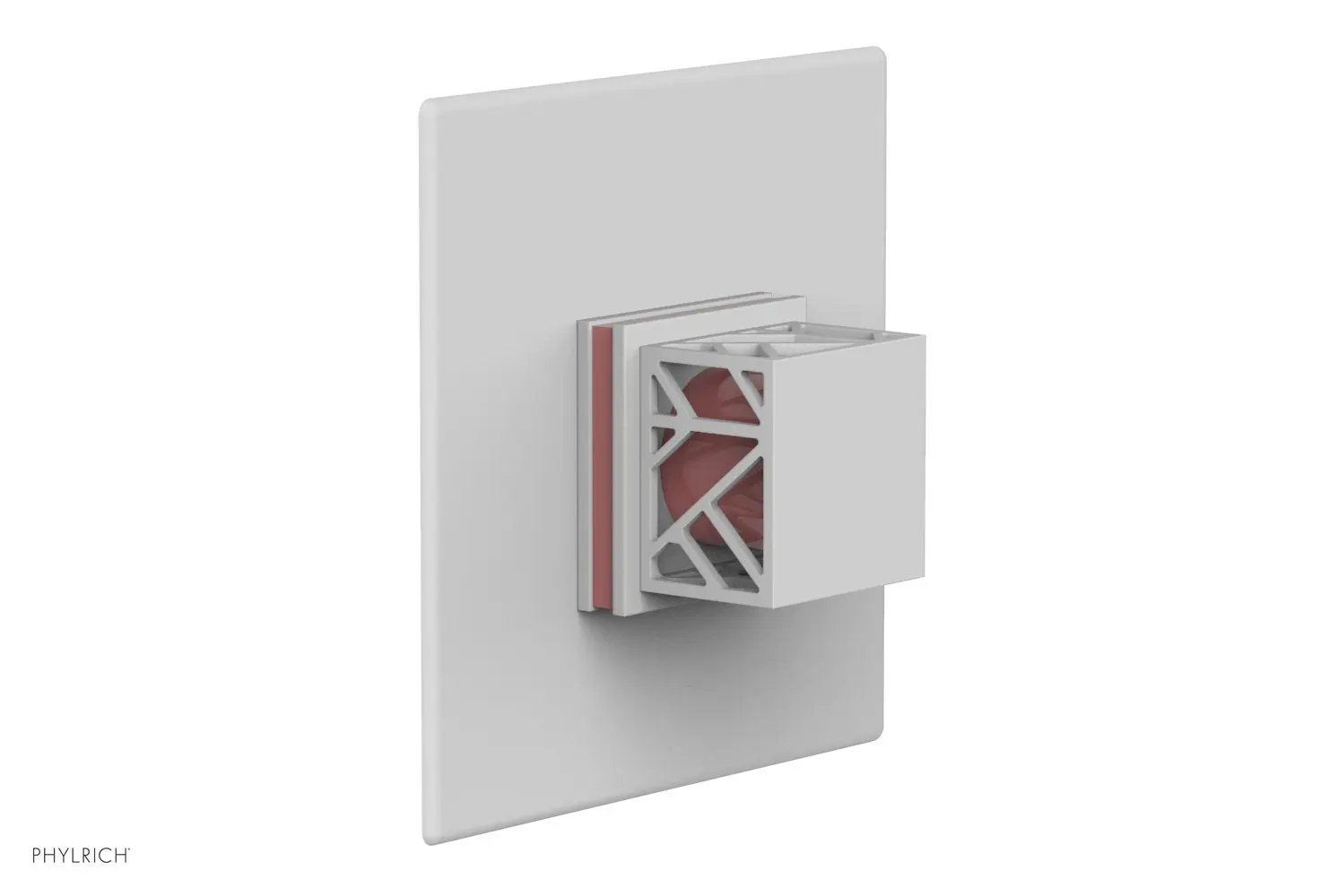 Phylrich JOLIE Pressure Balance Shower Plate & Handle Trim, Square Handle with "Pink" Accents by Phylrich