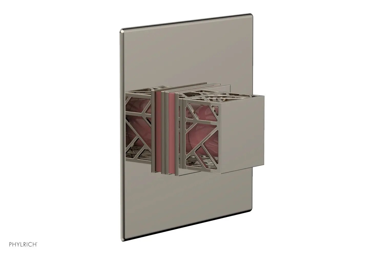 Phylrich JOLIE Pressure Balance Shower Plate & Handle Trim, Square Handle with "Pink" Accents by Phylrich