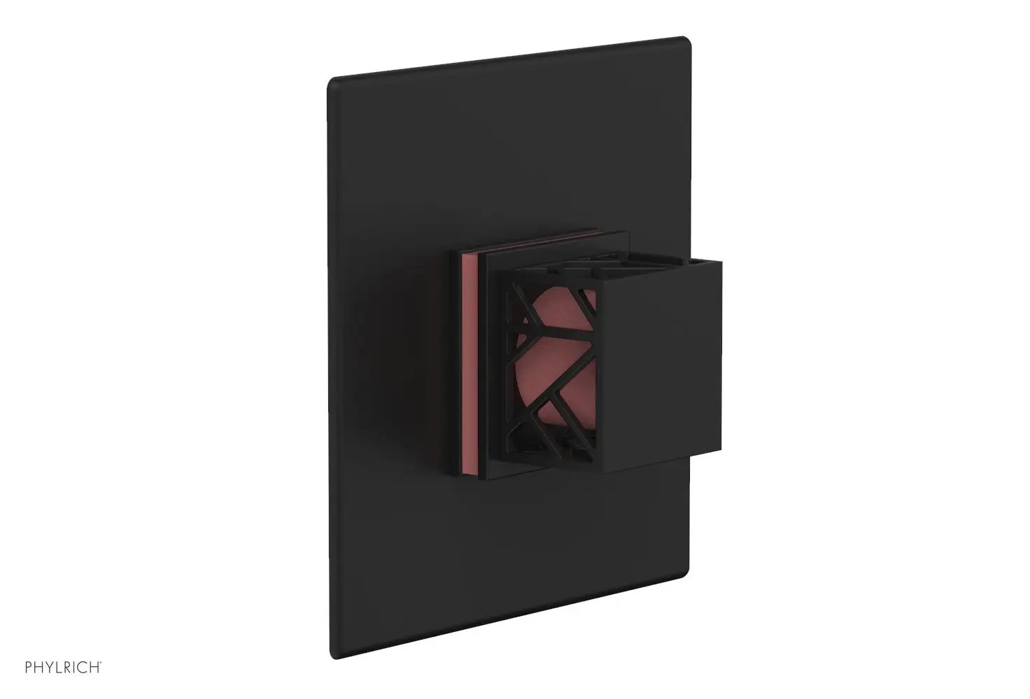 Phylrich JOLIE Pressure Balance Shower Plate & Handle Trim, Square Handle with "Pink" Accents by Phylrich