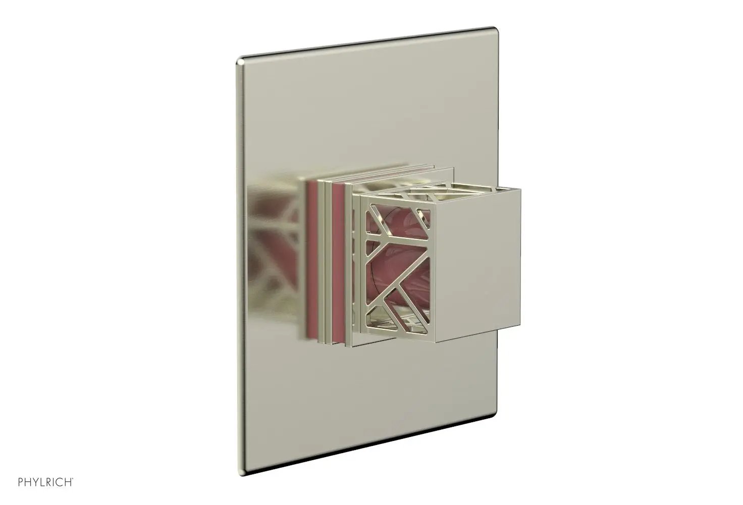 Phylrich JOLIE Thermostatic Shower Trim, Square Handle with "Pink" Accents by Phylrich
