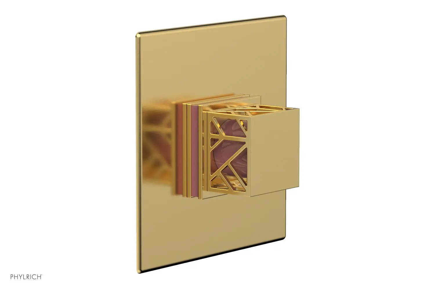 Phylrich JOLIE Thermostatic Shower Trim, Square Handle with "Pink" Accents by Phylrich