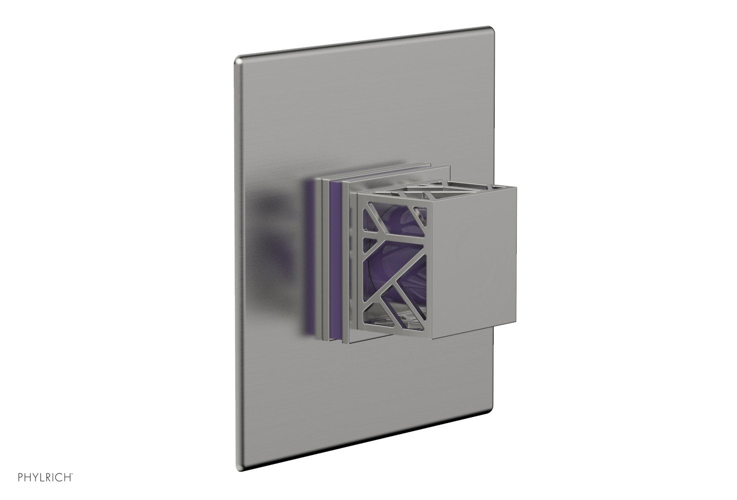 Phylrich JOLIE Thermostatic Shower Trim, Square Handle with "Purple" Accents