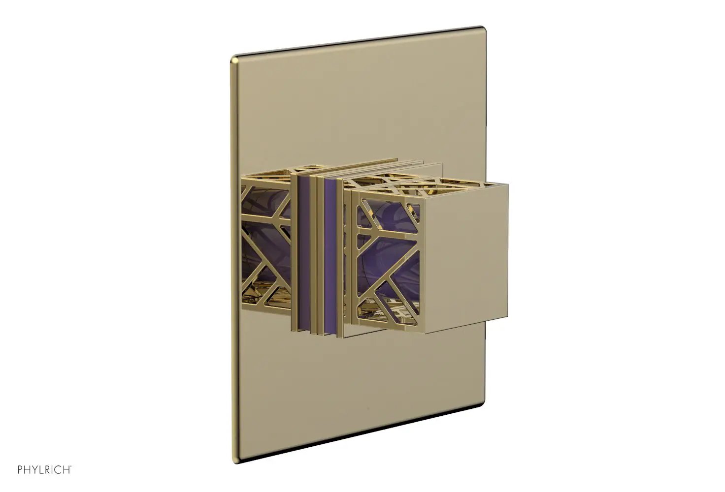 Phylrich JOLIE Thermostatic Shower Trim, Square Handle with "Purple" Accents by Phylrich