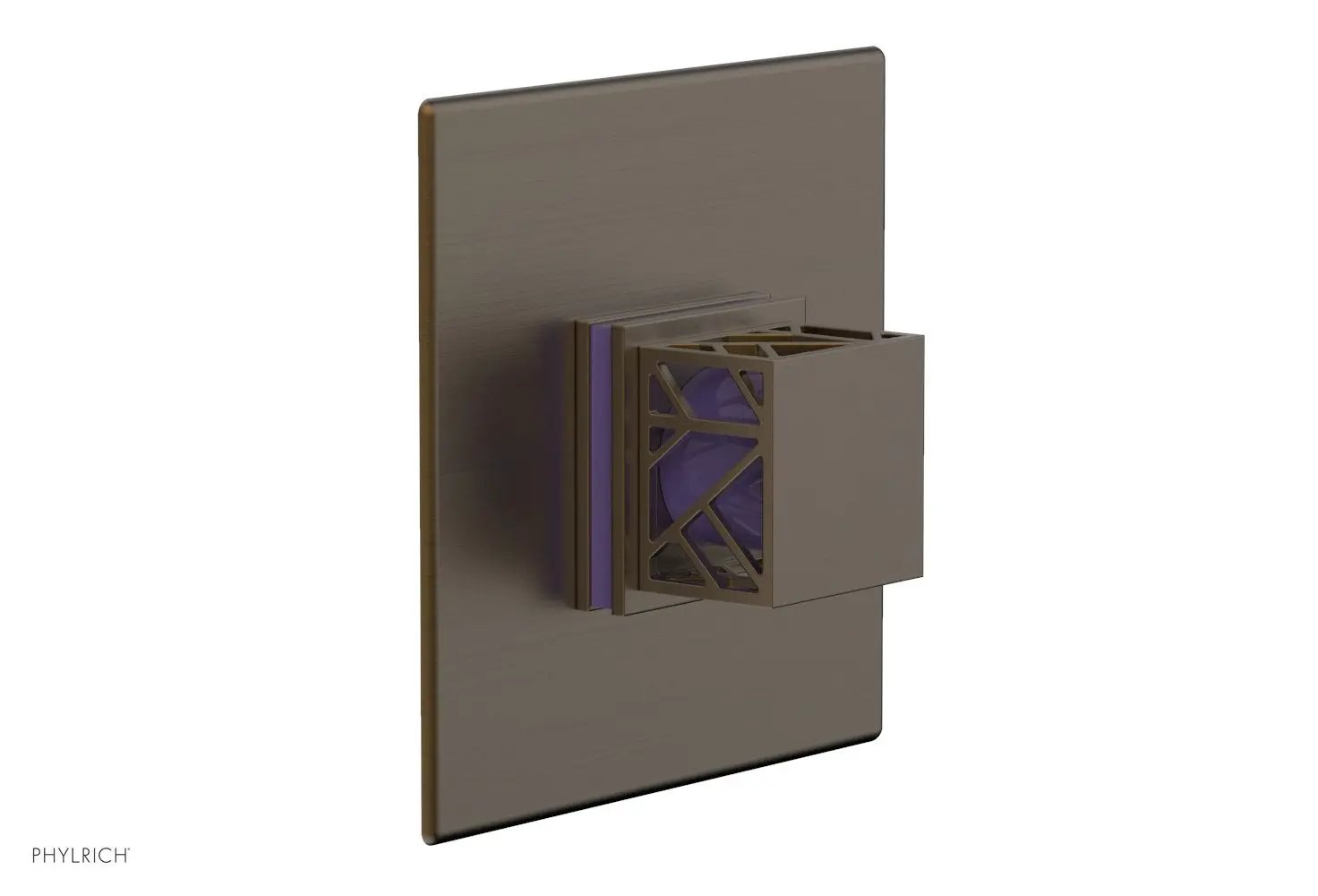 Phylrich JOLIE Pressure Balance Shower Plate & Handle Trim, Square Handle with "Purple" Accents by Phylrich