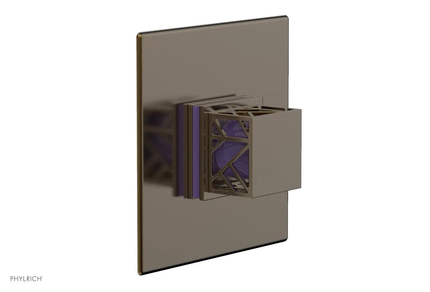 Phylrich JOLIE Pressure Balance Shower Plate & Handle Trim, Square Handle with "Purple" Accents by Phylrich