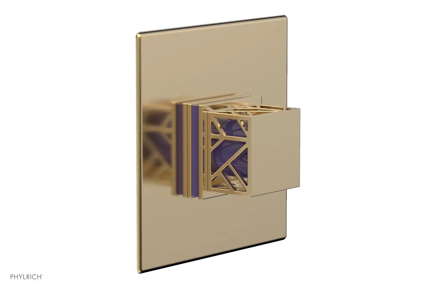 Phylrich JOLIE Pressure Balance Shower Plate & Handle Trim, Square Handle with "Purple" Accents by Phylrich