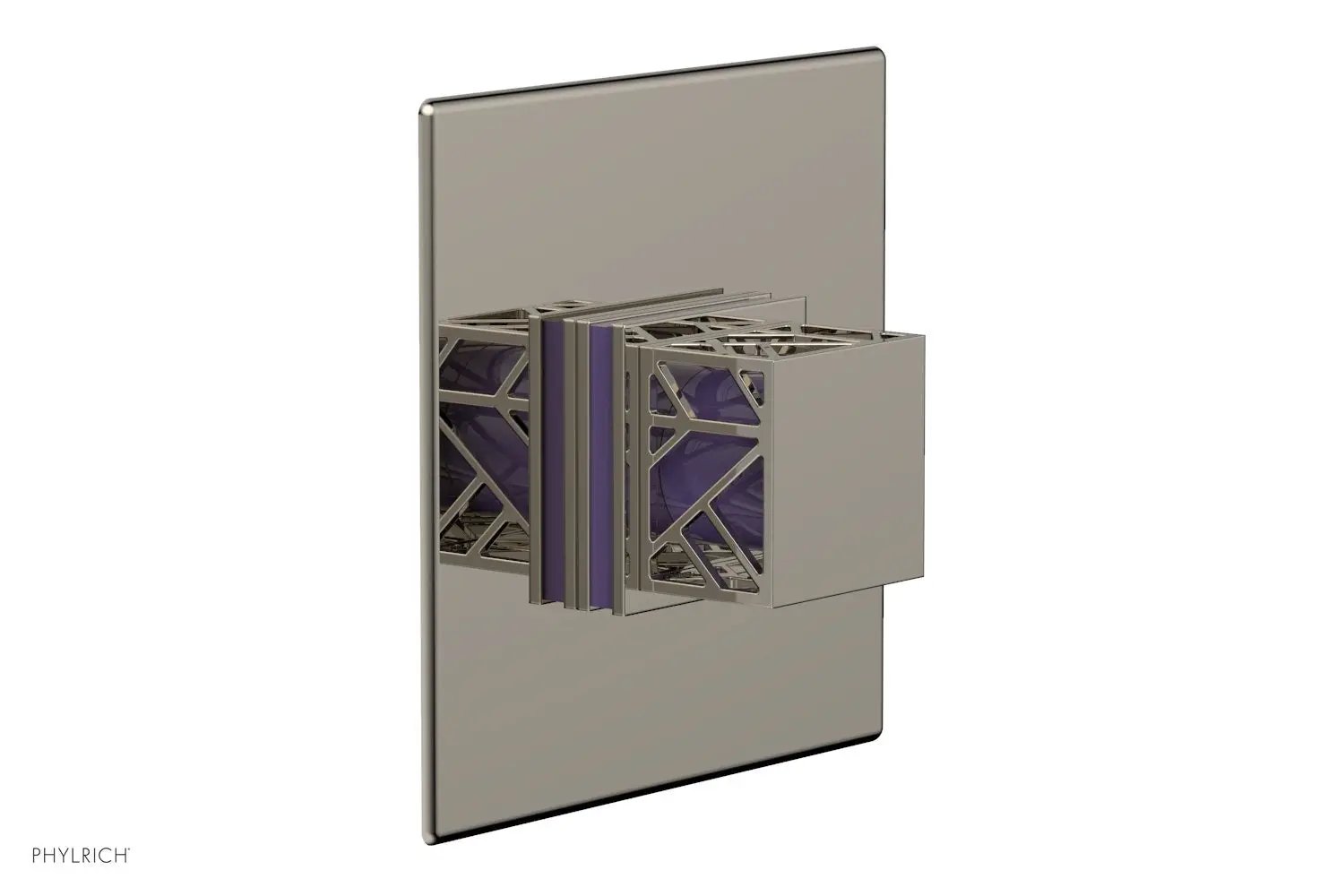 Phylrich JOLIE Pressure Balance Shower Plate & Handle Trim, Square Handle with "Purple" Accents by Phylrich