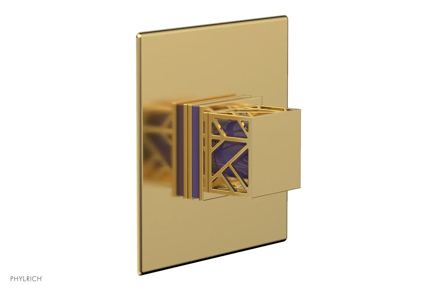 Phylrich JOLIE Thermostatic Shower Trim, Square Handle with "Purple" Accents by Phylrich