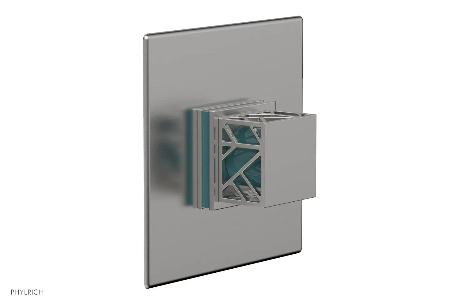 Phylrich JOLIE Pressure Balance Shower Plate & Handle Trim, Square Handle with "Turquoise" Accents by Phylrich