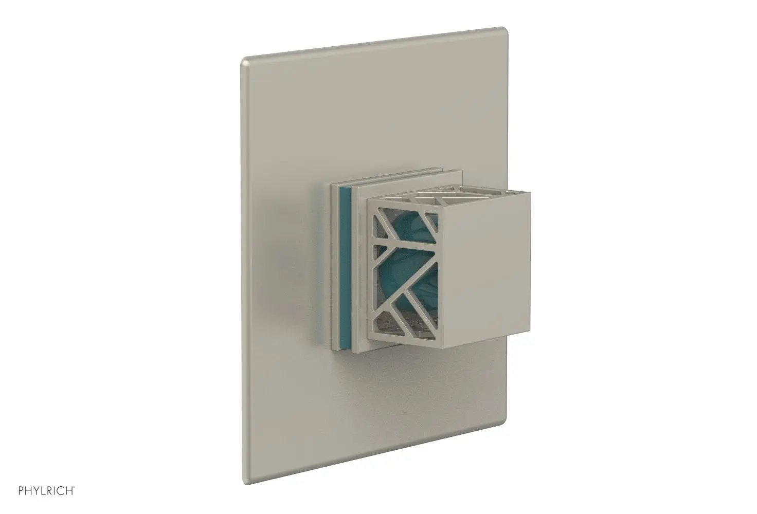 Phylrich JOLIE Pressure Balance Shower Plate & Handle Trim, Square Handle with "Turquoise" Accents by Phylrich