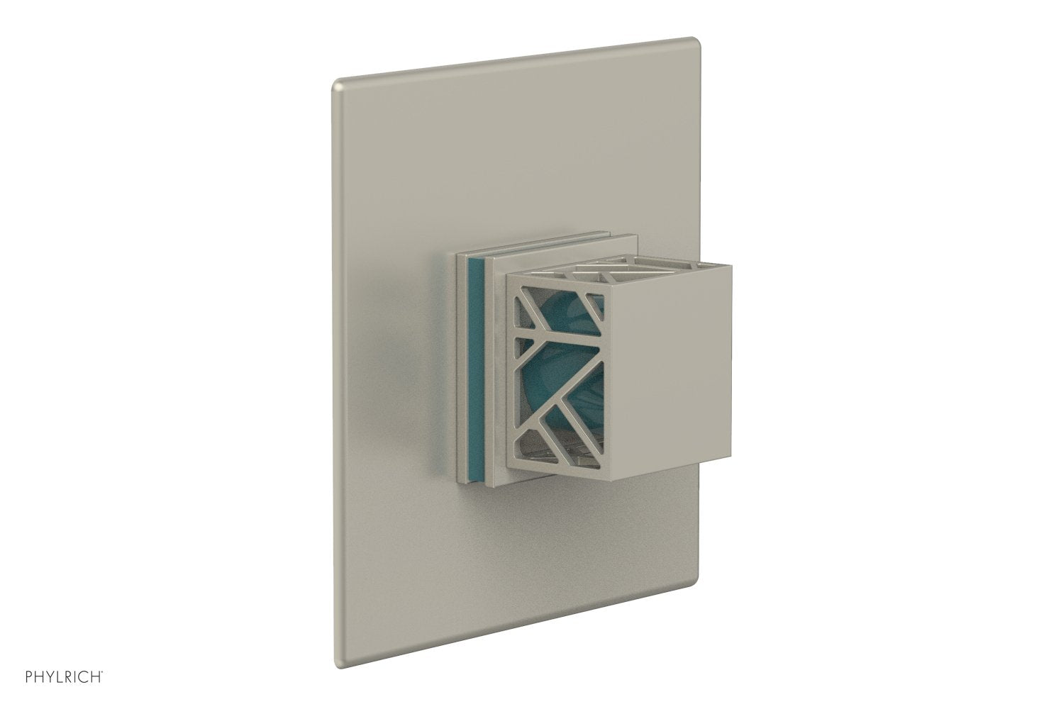 Phylrich JOLIE Thermostatic Shower Trim, Square Handle with "Turquoise" Accents