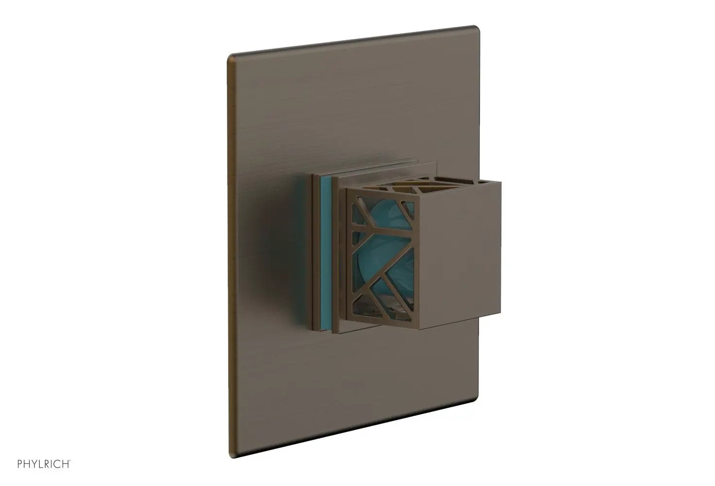 Phylrich JOLIE Pressure Balance Shower Plate & Handle Trim, Square Handle with "Turquoise" Accents by Phylrich