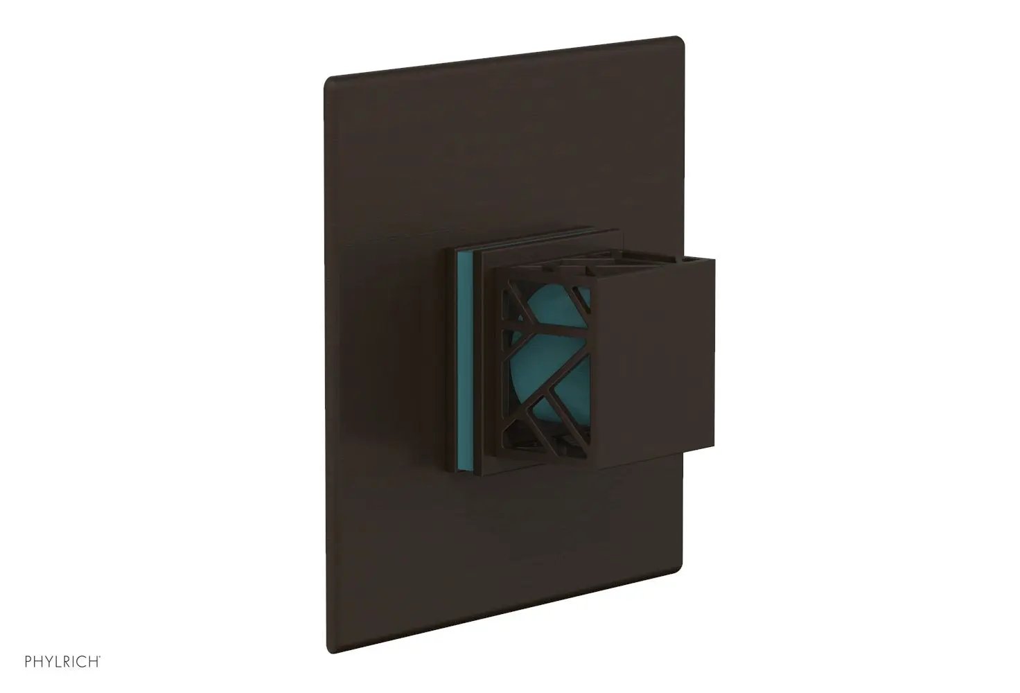 Phylrich JOLIE Pressure Balance Shower Plate & Handle Trim, Square Handle with "Turquoise" Accents by Phylrich